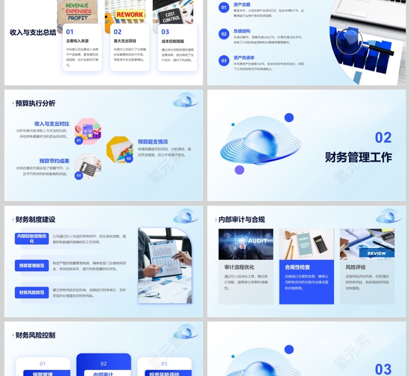 蓝色简约财务年终工作总结汇报PPT模版第2张