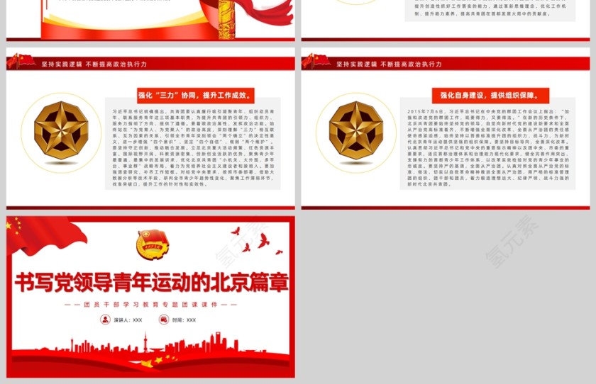 红色党政风书写党领导青年运动的北京篇章PPT模板第4张