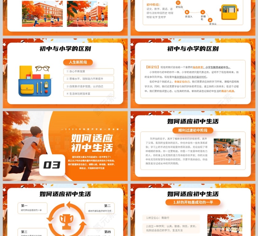 黄色卡通风格欢乐开学季PPT模板第3张