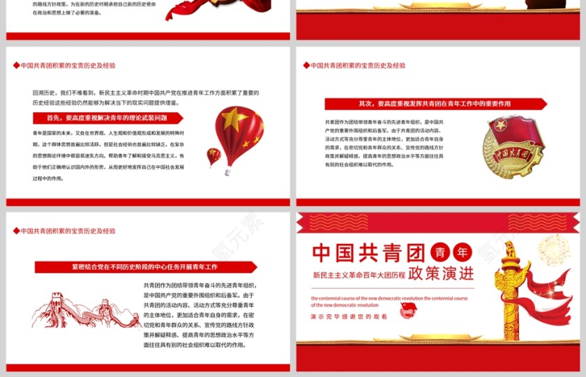 红色党政风中国共青团青年的政策演进PPT模板第4张