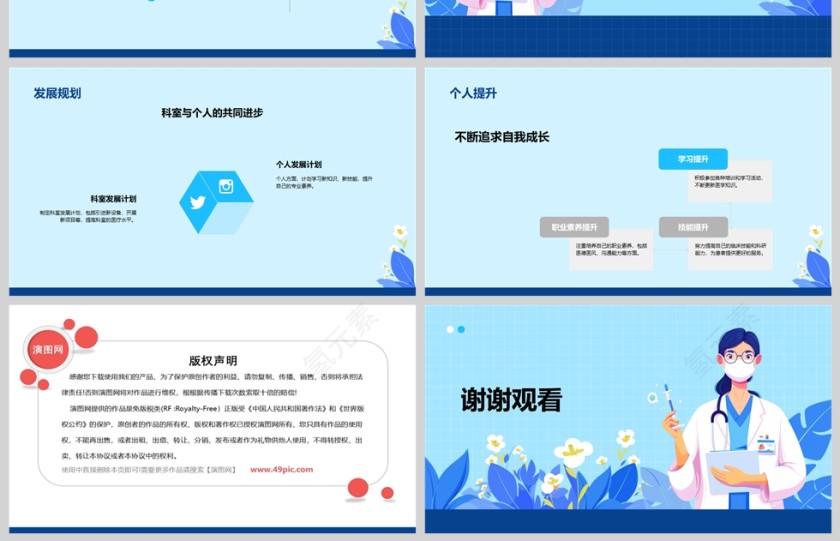 蓝色简约医院医生竞聘述职PPT模板第4张