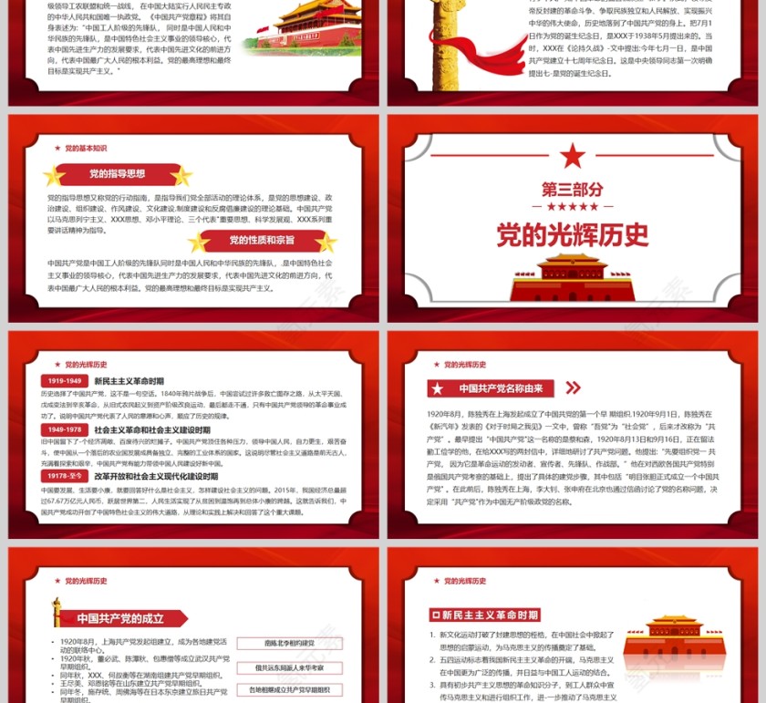 红色党政风颂歌献给党建党101周年PPT模板第3张