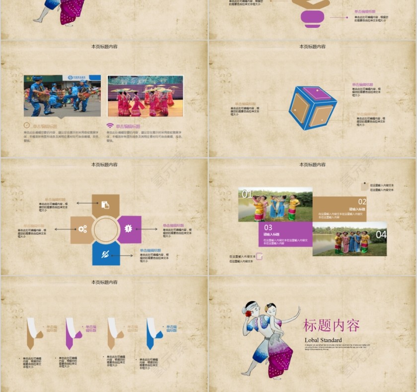 傣族民族风情舞蹈培训PPT模板第3张