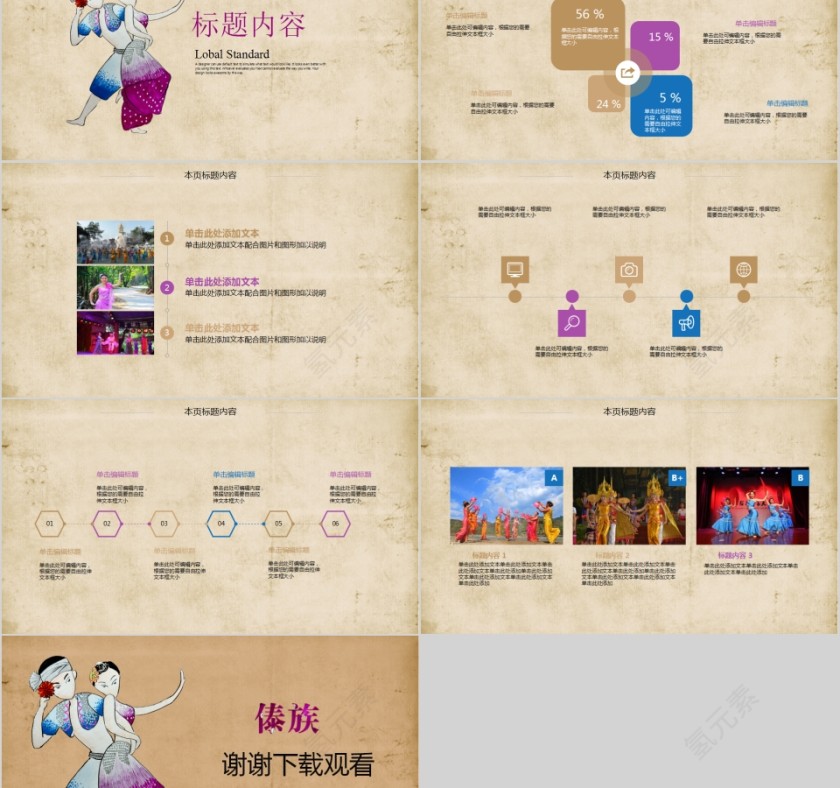 傣族民族风情舞蹈培训PPT模板第5张