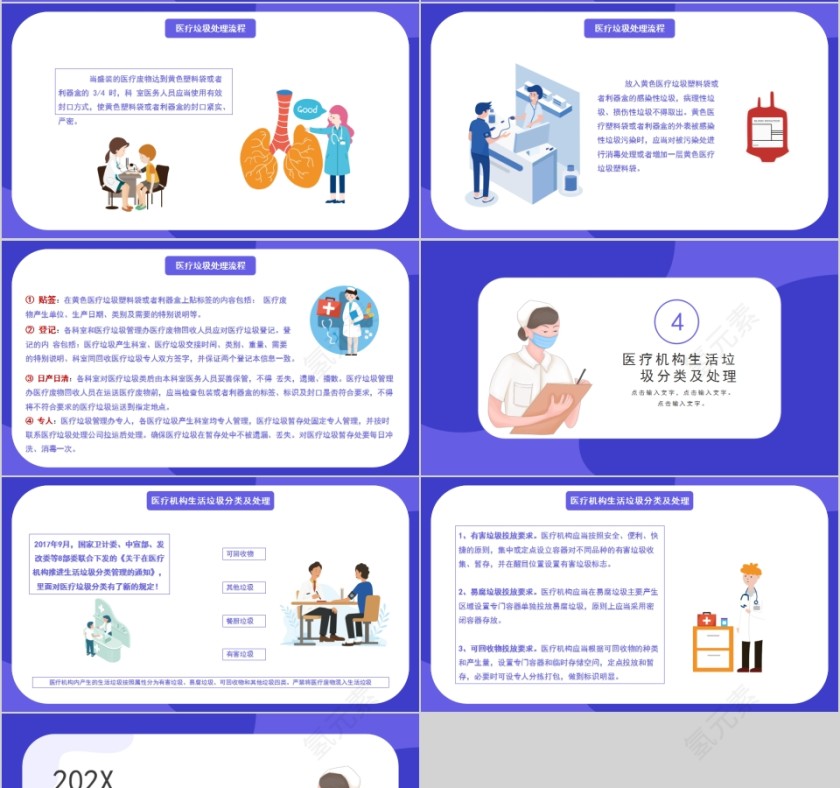蓝色简约医疗垃圾分类与处理PPT模板第4张