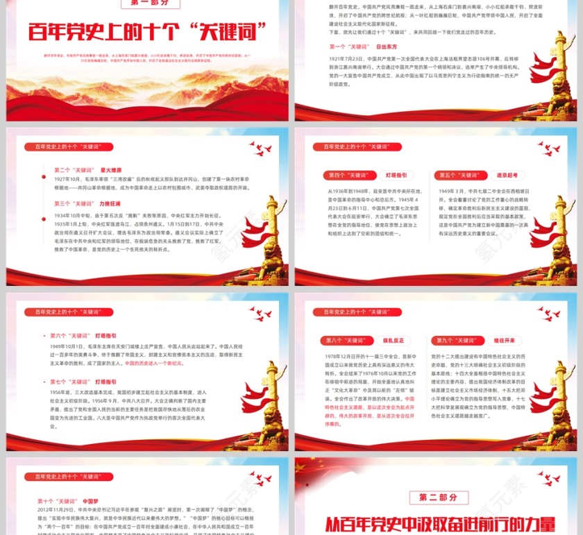 红色党政风2023从百年党史中汲取奋进前行的力量PPT模板第2张