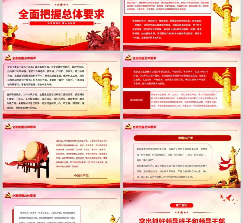 红色党政风2023年第二批主题教育实施方案PPT模板第2张