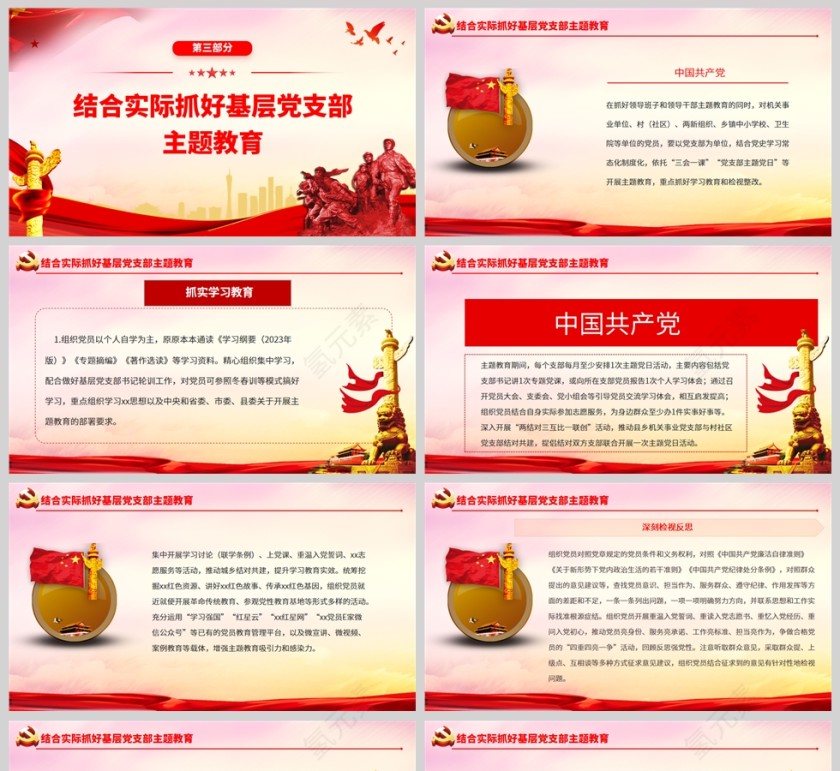 红色党政风2023年第二批主题教育实施方案PPT模板第5张