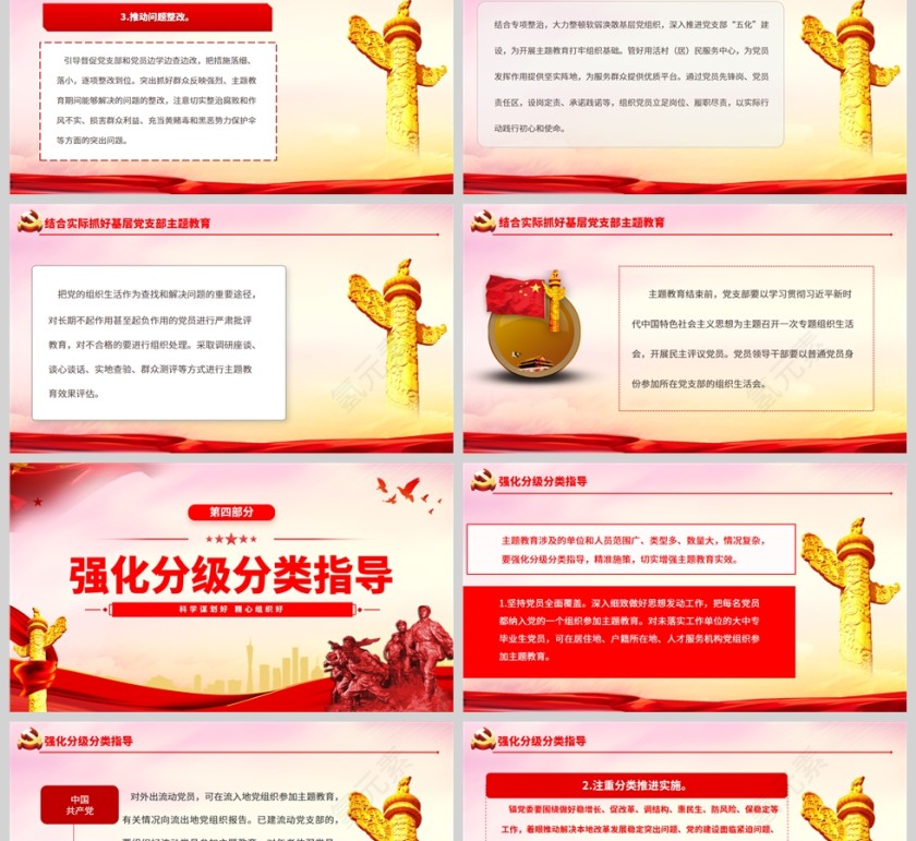 红色党政风2023年第二批主题教育实施方案PPT模板第6张