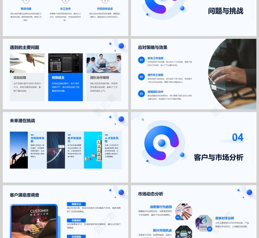 蓝色简约年终工作总结汇报PPT模版第3张