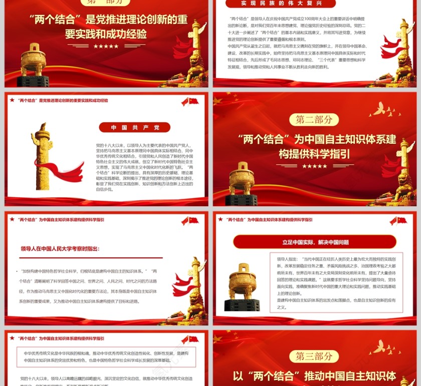 红色党政风以“两个结合”推动中国自主知识体系建构PPT模板第2张