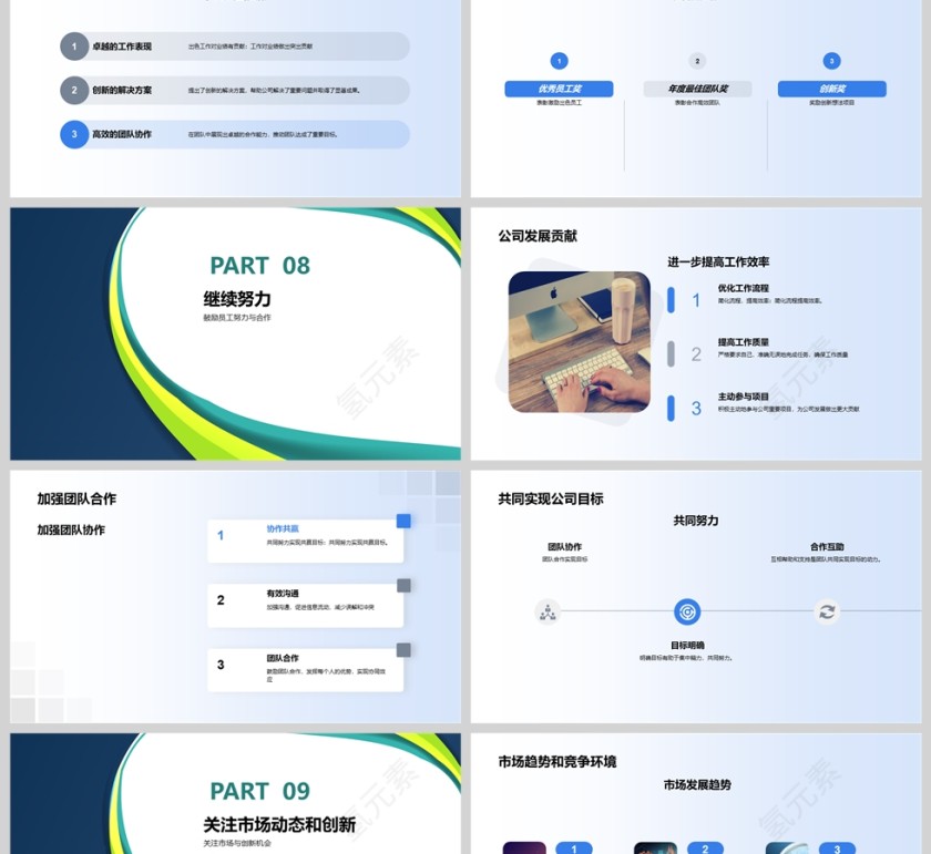 蓝绿渐变简约大气财务年终工作总结PPT模版第6张