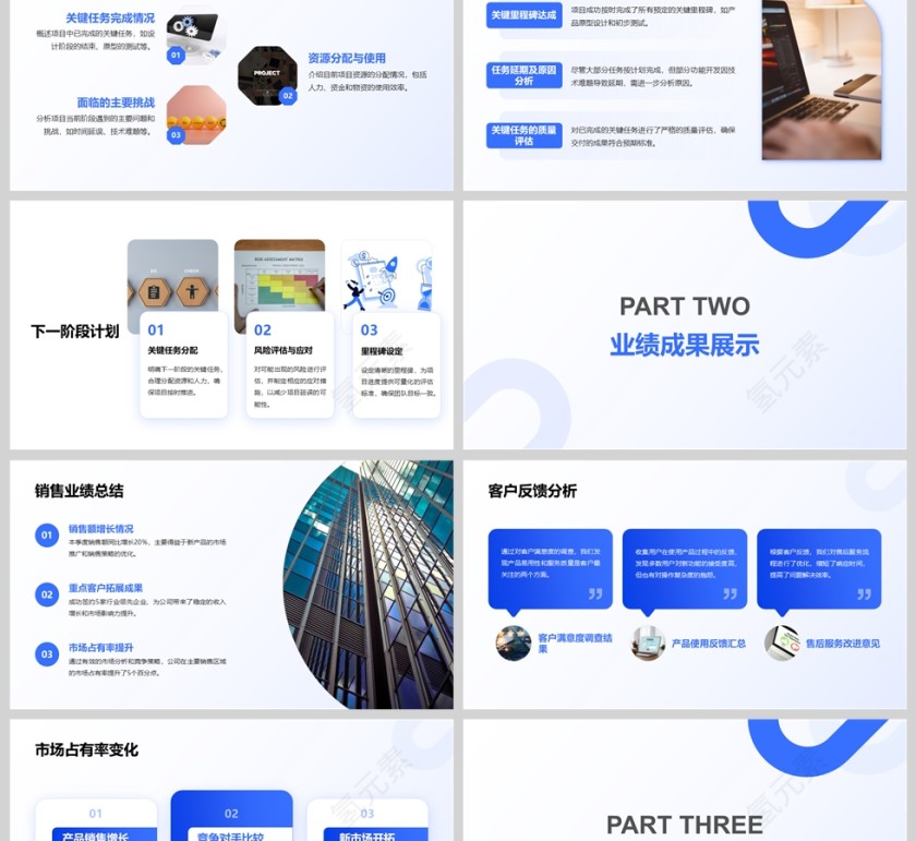 蓝色商务工作汇报通用PPT模版第2张