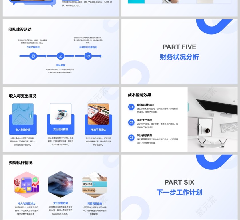 蓝色商务工作汇报通用PPT模版第4张