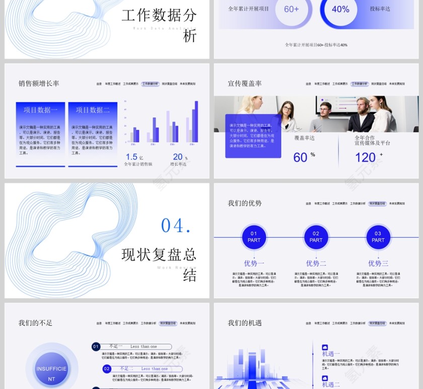现代职业人员蓝紫色部门年度工作总结科技企业分享中文ppt第3张