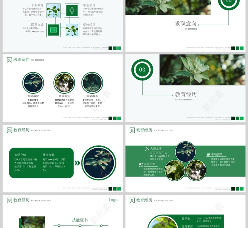 现代公司职业人员深绿小清新营销面试自我介绍ppt第2张