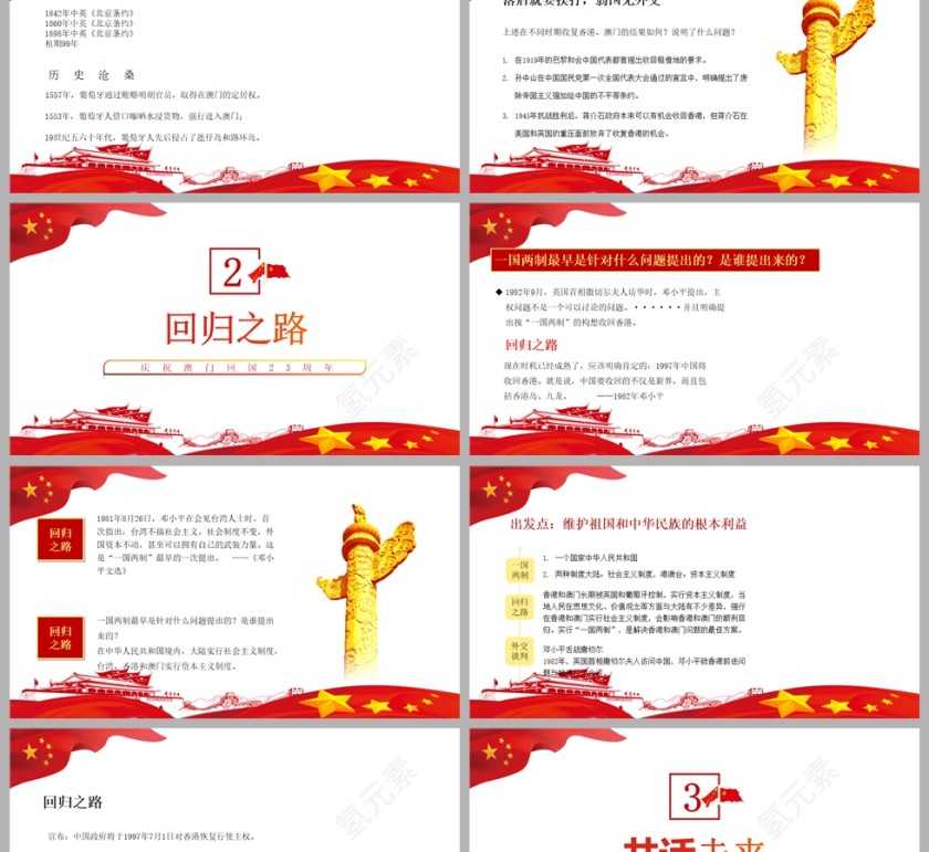 党政风庆祝澳门回归23周年PPT模板第2张