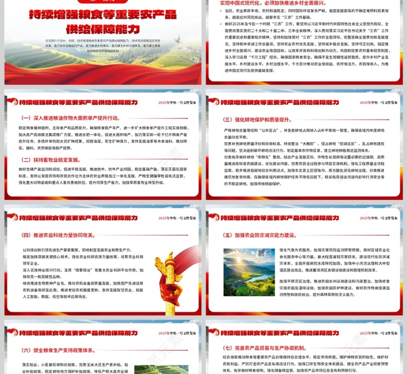红色简约风格中央一号文件解读PPT模板第2张