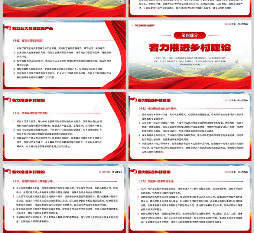 红色简约风格中央一号文件解读PPT模板第4张