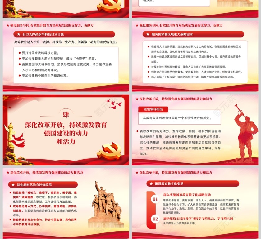 红色党政风教育系统关于开拓教育强国建设新局面党课PPT模板第4张