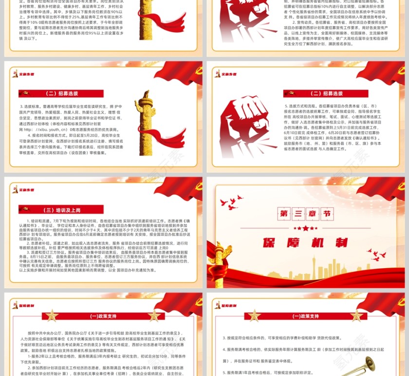 红色党政风大学生志愿服务西部计划实施方案到西部去到基层去PPT模板第3张