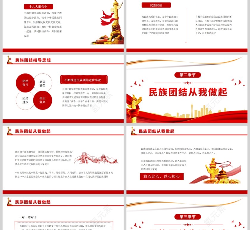 红色党政风石榴花开迎盛世，民族团结谱新篇PPT模板第2张