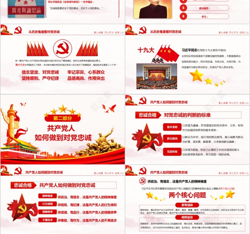 对党忠诚做合格党员PPT第3张