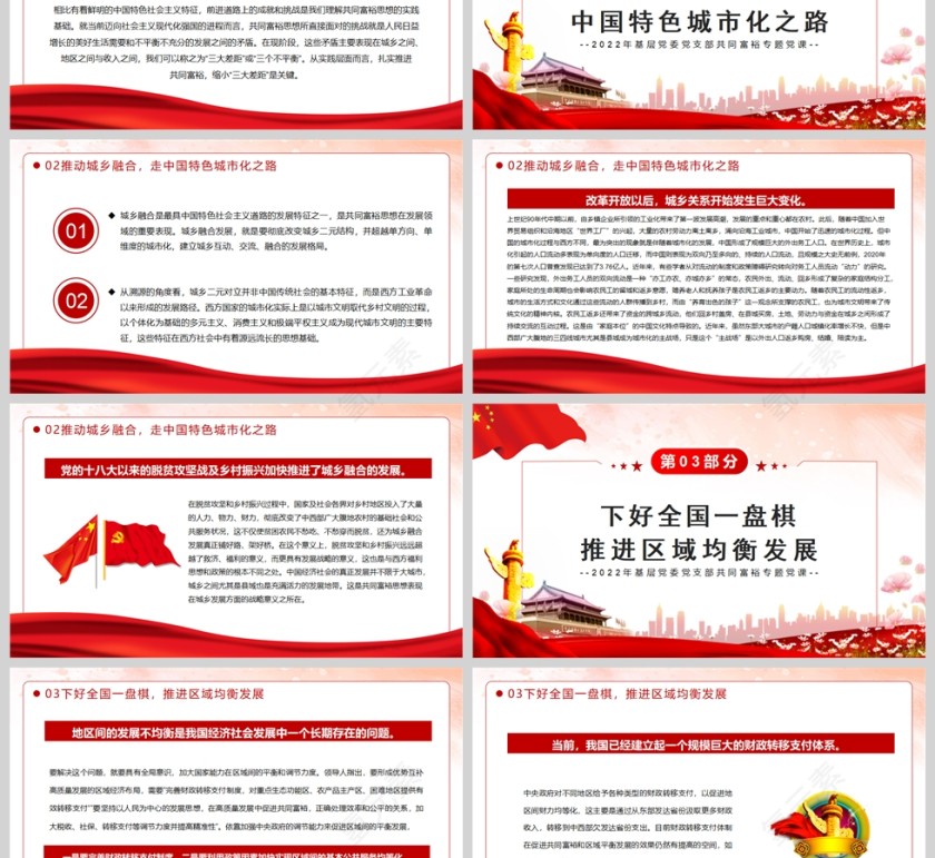 红色党政风着力缩小三大差距扎实推进共同富裕PPT模板第3张