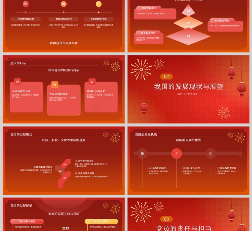 大国华诞繁盛共享庆祝建国75周年红色主题党课PPT第2张