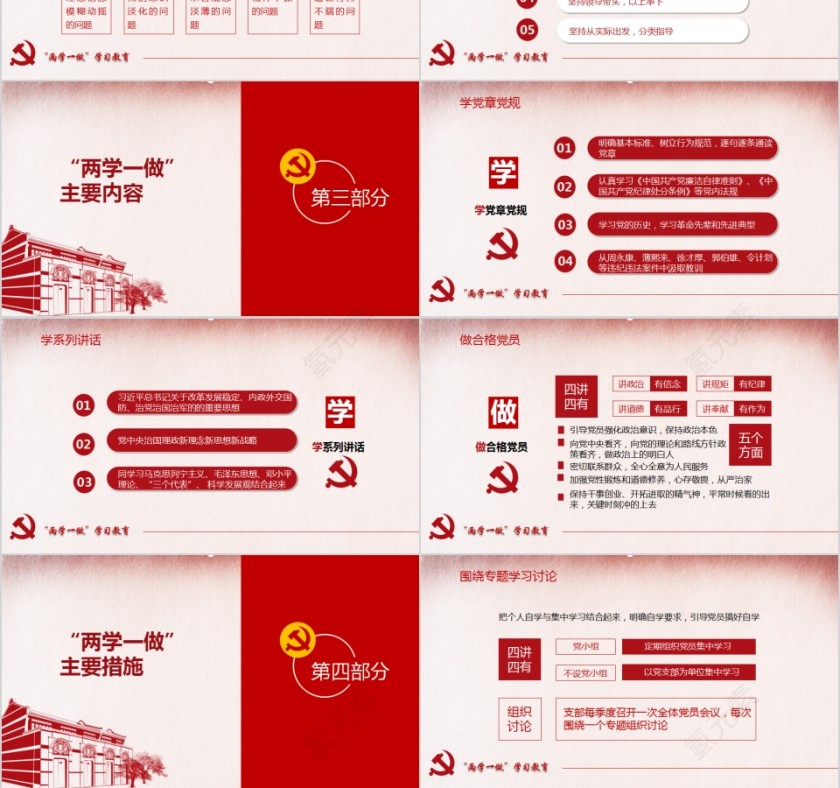 全体党员开展“两学一做”学习教育微党课PPT模板第3张
