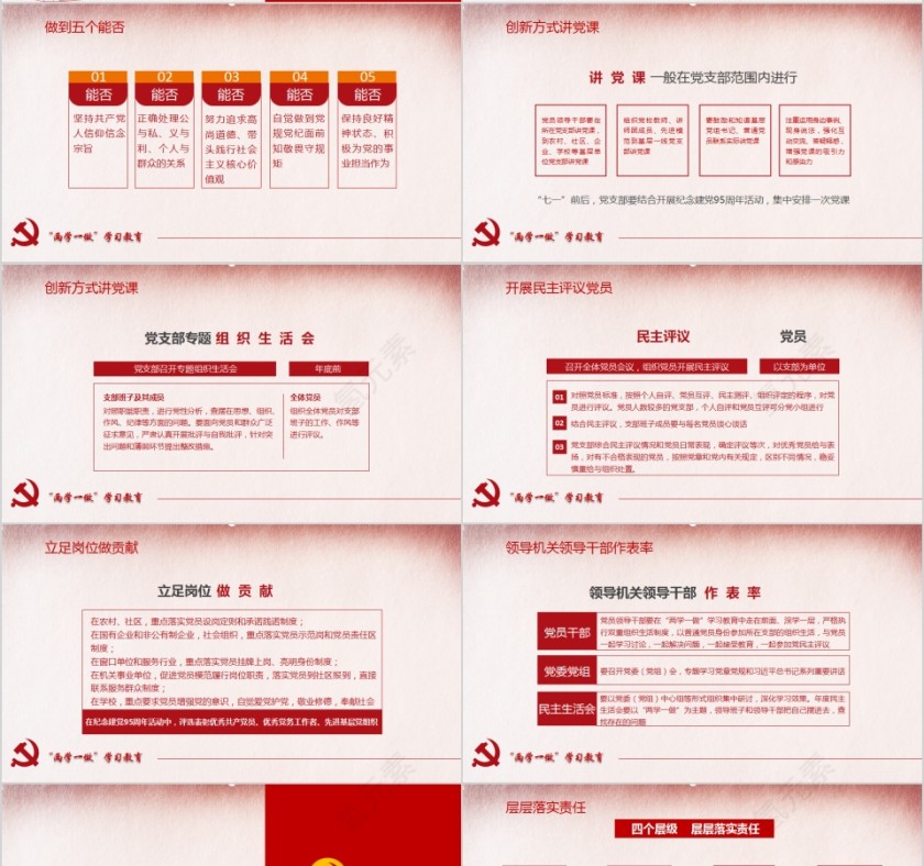 全体党员开展“两学一做”学习教育微党课PPT模板第4张