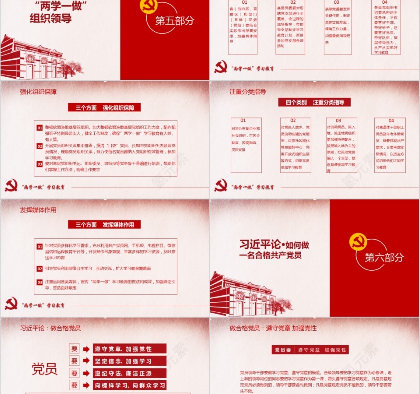 全体党员开展“两学一做”学习教育微党课PPT模板第5张