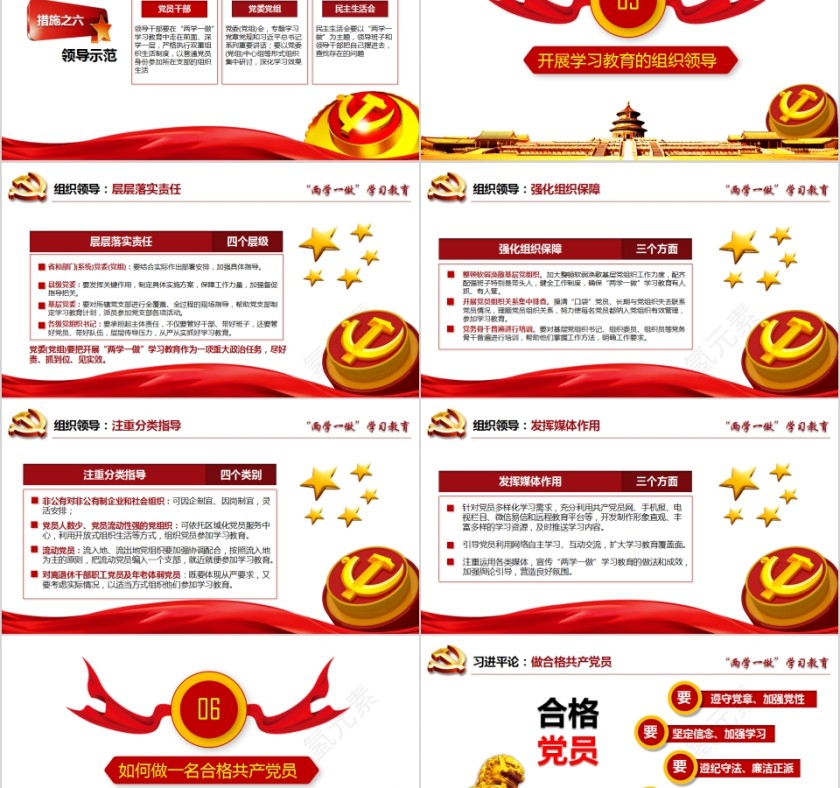 全体党员开展“两学一做”从严治党学习教育专题动态PPT模板第5张