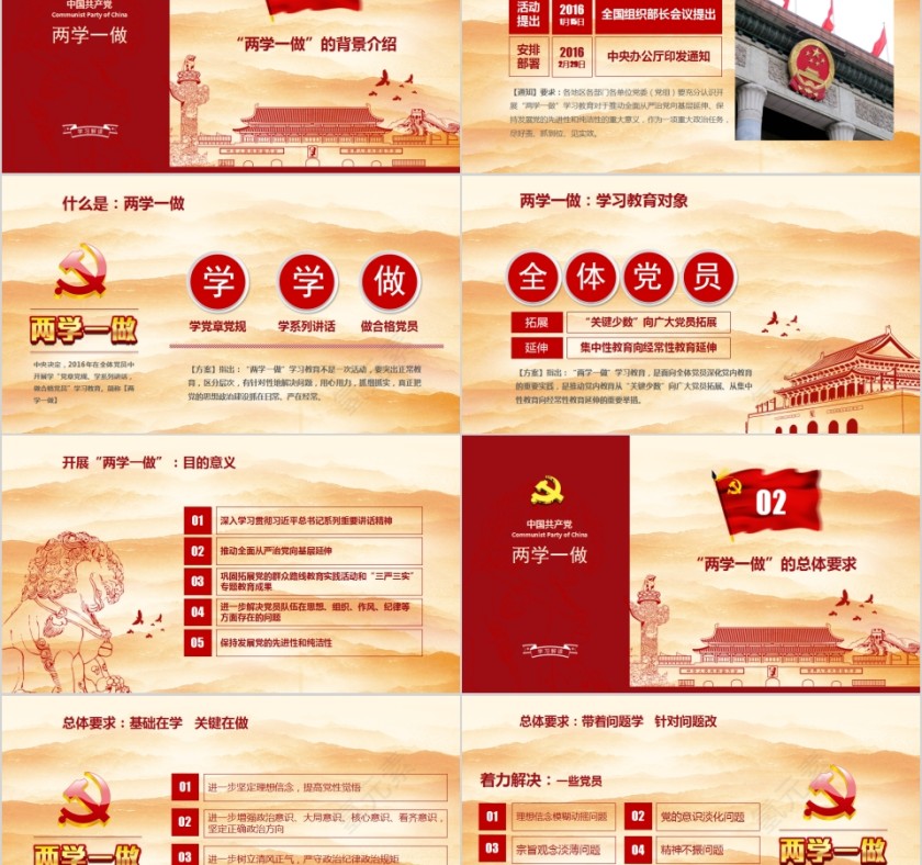 两学一做学党章党规做合格党员PPT第2张