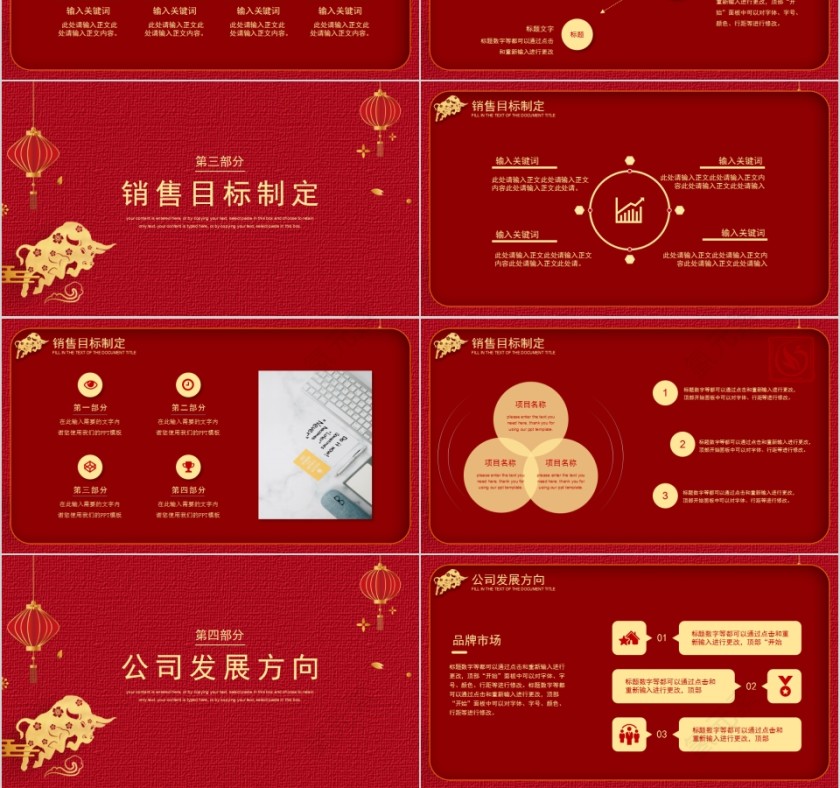 金牛贺岁行业通用新年计划PPT模板第3张