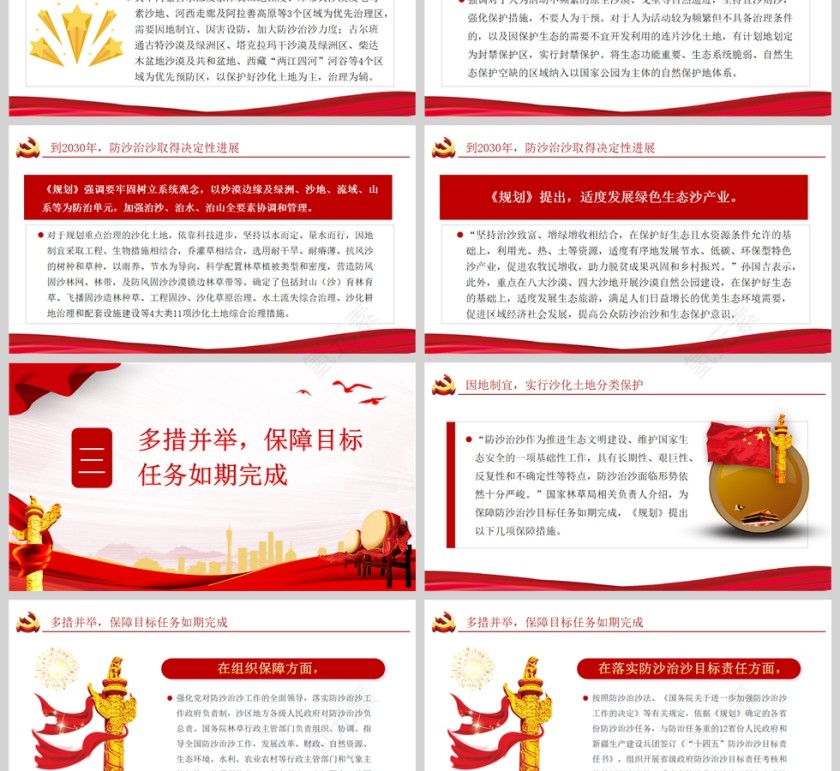 红色党政风《全国防沙治沙规划（2021—2030年）》解读PPT模板第3张