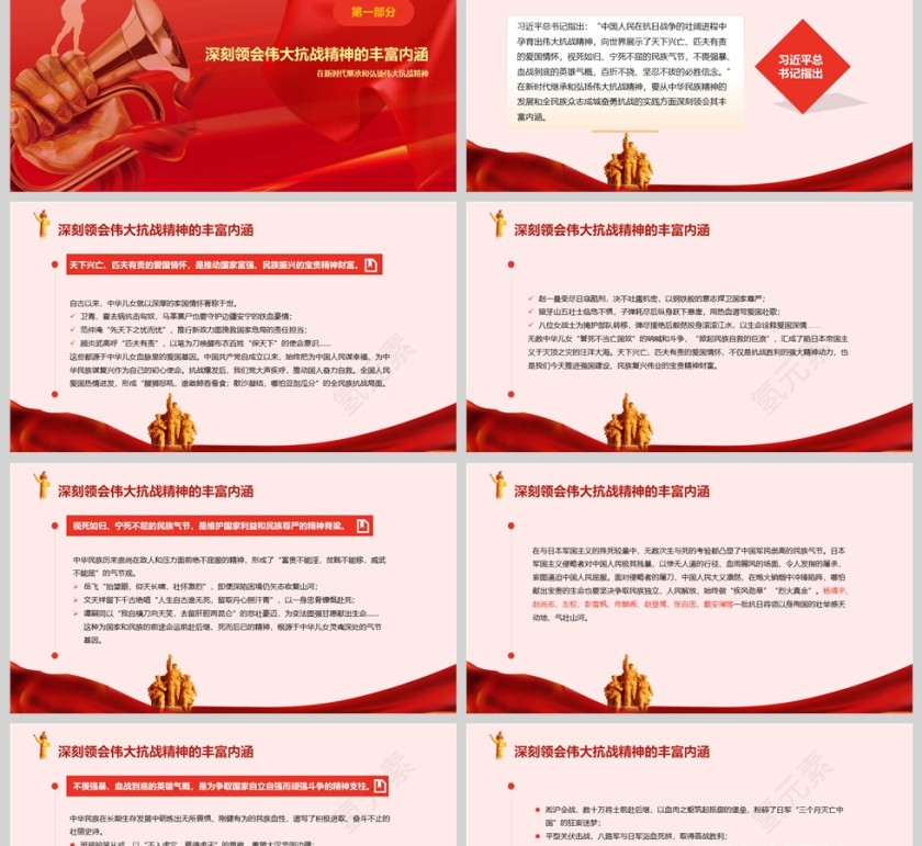 2025《在新时代继承和弘扬伟大抗战精神》学习红色文化弘扬革命精神专题党课ppt第2张