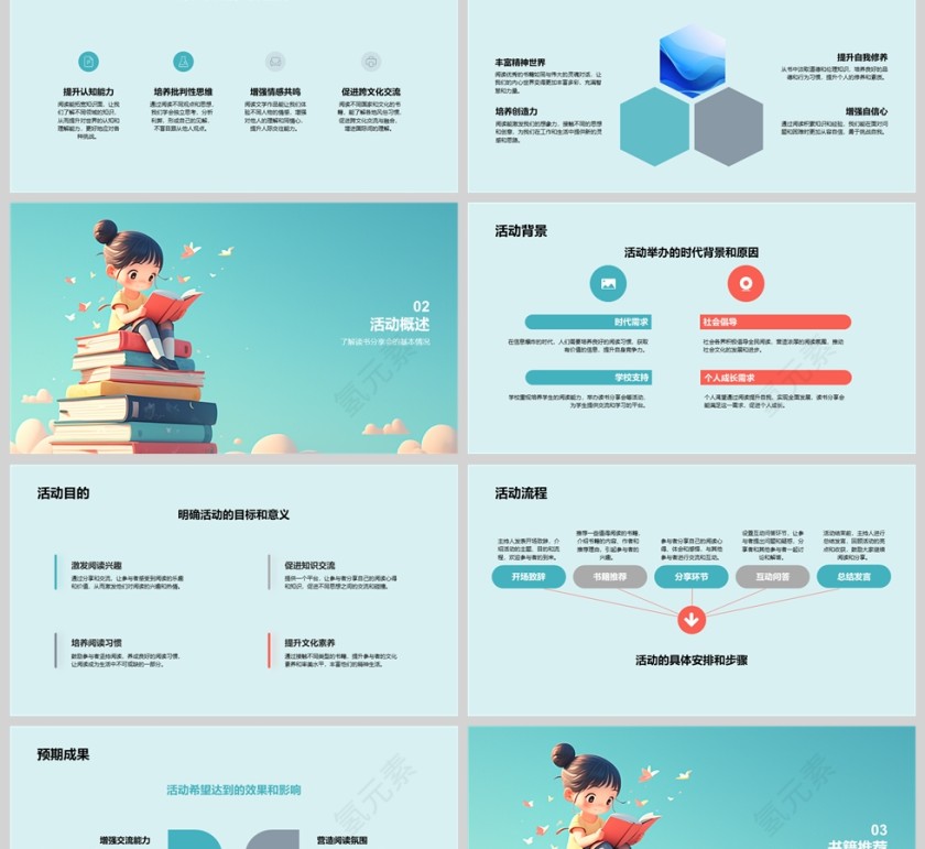 卡通主题班会读书分享会PPT模板第2张