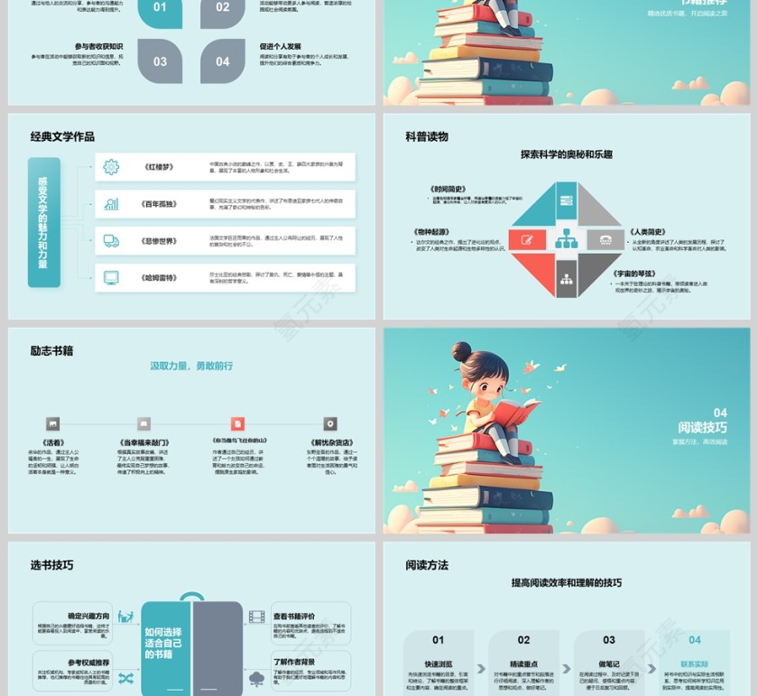 卡通主题班会读书分享会PPT模板第3张