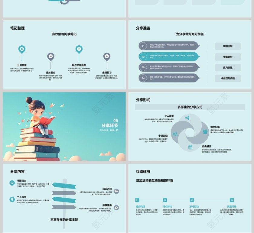 卡通主题班会读书分享会PPT模板第4张