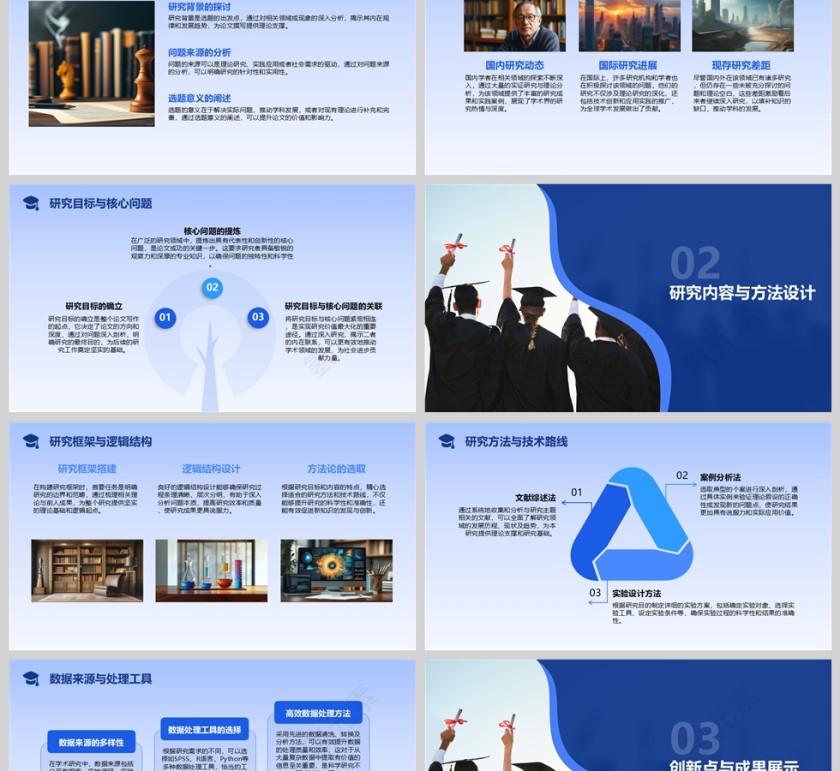 蓝色简约大学生毕业论文答辩PPT模板第2张