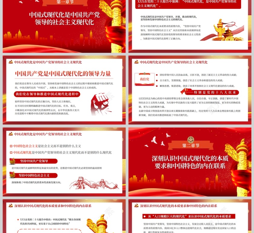 红色党政风深入理解和把握中国式现代化的本质要求PPT模板第2张