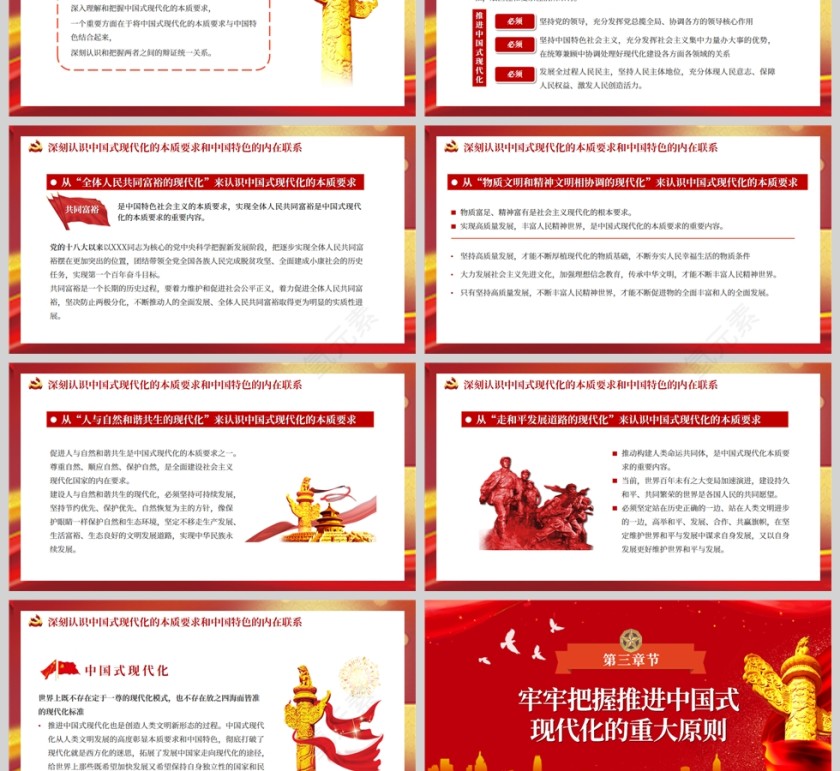 红色党政风深入理解和把握中国式现代化的本质要求PPT模板第3张