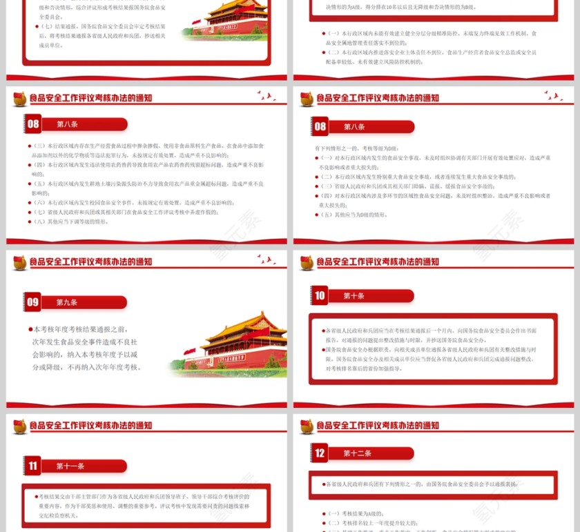 红色党政风食品安全工作评议考核办法的通知PPT模板第3张