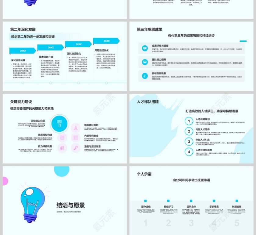 插画风简约个人竞聘述职PPT模板第4张