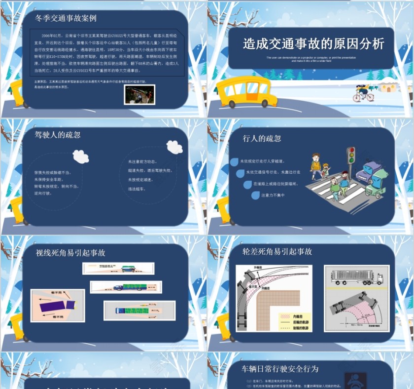 学生冬季交通安全教育主题班会PPT模板第4张