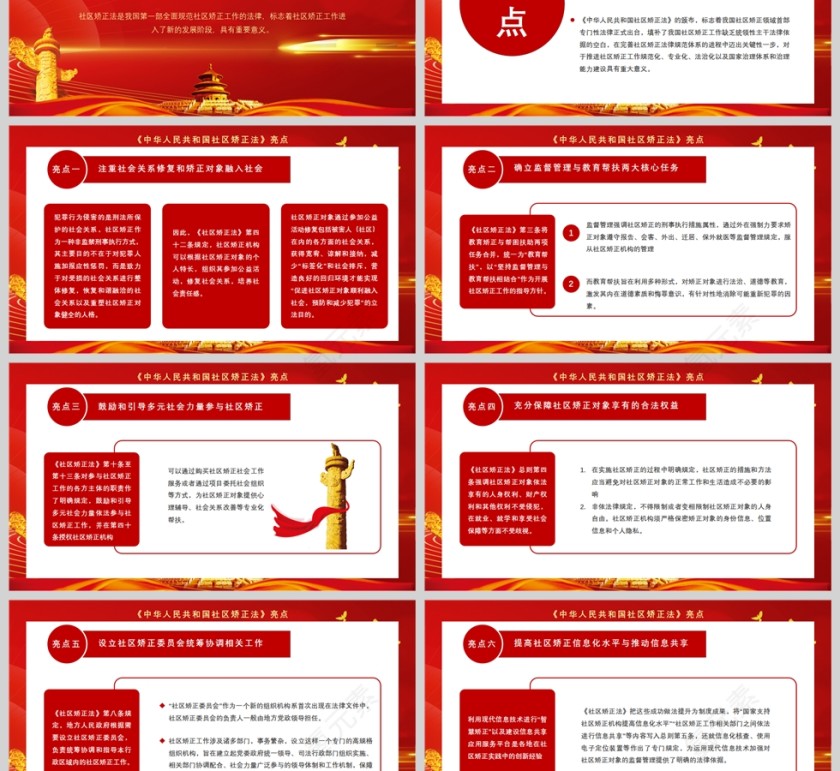 红色党政风中华人民共和国社区矫正法PPT模板第3张