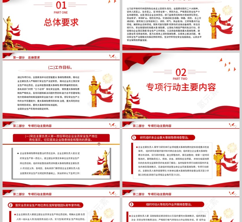 红色党政风全国重大事故隐患专项排查整治2023行动总体方案PPT模板第2张