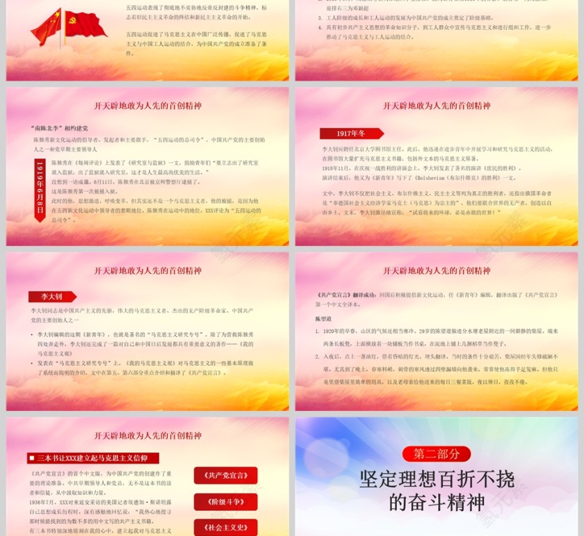 红色党政风弘扬红船精神走在时代前列PPT模板第3张