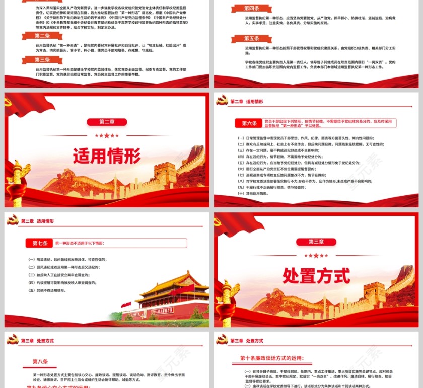 红色党政风关于运用监督执纪“第一种形态”的实施办法PPT模板第2张